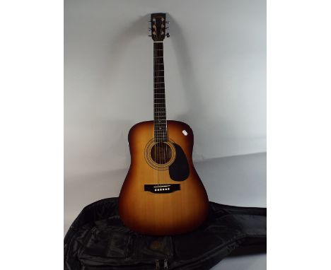 An Acoustic Guitar, Encore, Model No. EN155FB with Carrying Bag 