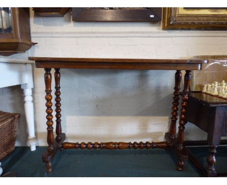 A Late Victorian Bobbin Legged Occasional Table with Inlaid Top Having Floral Decoration, 89cm Wide  