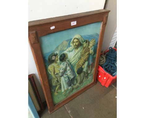 A religious print in oak frame 