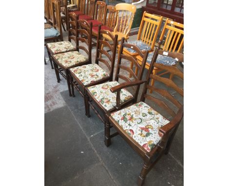 Set of five ladder back chairs 