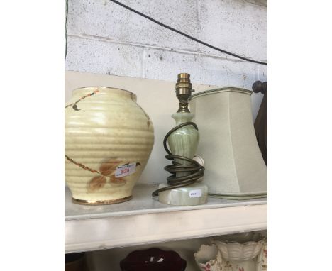 Pottery vase and a table lamp 