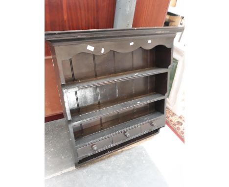 A painted pine kitchen shelf with drawers. 