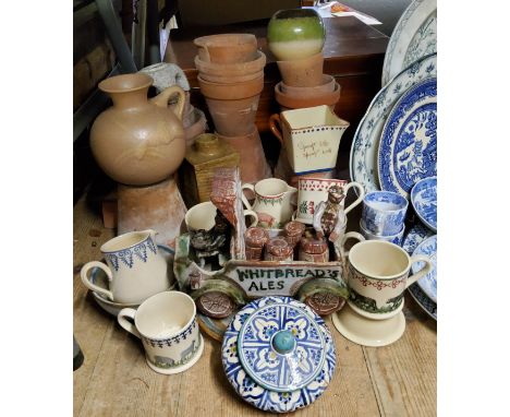 Advertisement &amp; Studio Pottery - A Seven Springs pottery Whitbread's Ales studio pottery model; Brixton pottery mugs; ter