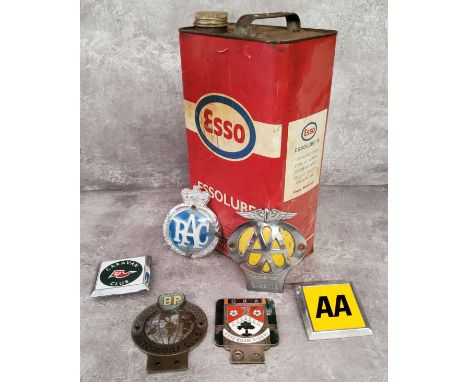 Automobilia - three vintage radiator badges including a BP Automobile Club, an enamel Ashville College of Harrogate, an AA ba