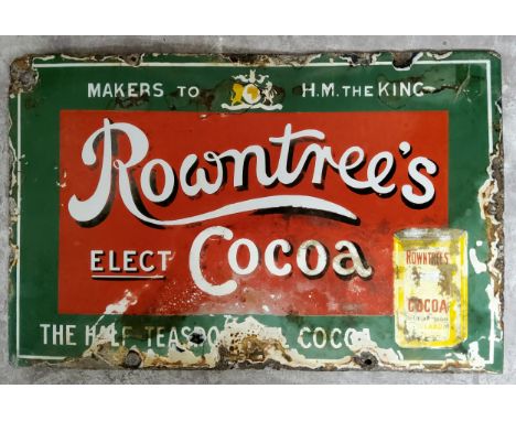 Advertisement - an original Rowntree's pictorial enamel sign, "Rowntree's Elect Cocoa" published at The Cocoa Works, York, En