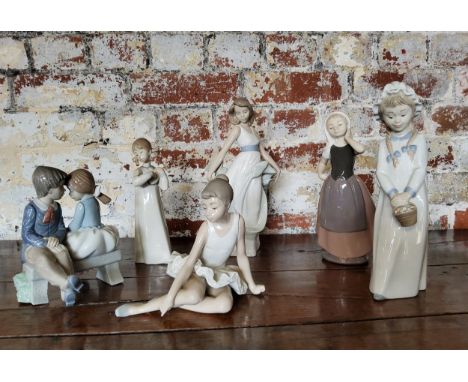 NAO figures including a Ballerina, an Elegant Lady, 'Young Love' boiy &amp; girl on a bench etc. (6) 