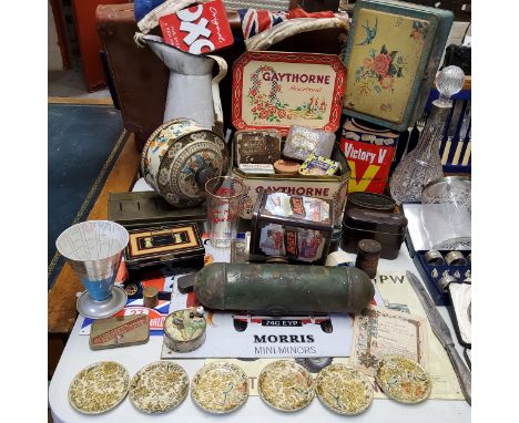 Advertisement- Early to mid 20th century advertising tins including Gaythorpe assortments, Victory V lozenge canister full of
