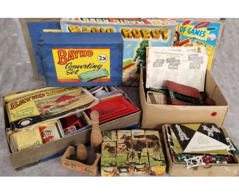 Juvenalia including a boxed Bayko Building Set &amp; boxed Converting Set (not checked); a Nicoltoys of Robertsbridge wooden 