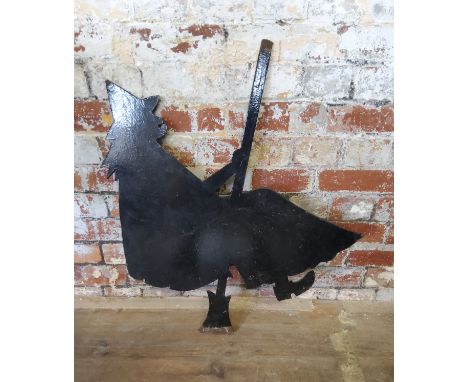 Architectural Salvage - a large weathervane fragment of a witch on her broom silhouette&nbsp; 74cm heigh x 70cm wide x 5mm th
