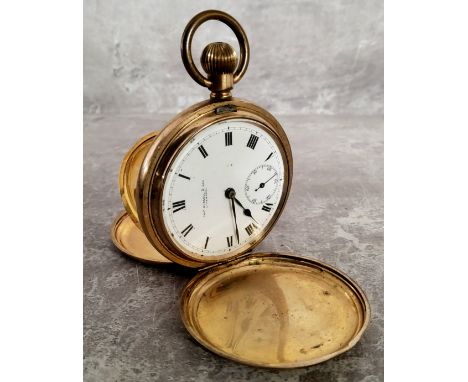 A Thos. Russell &amp; Son, Liverpool full hunter pocket watch, 10 jewel movment signed, white enamel dial, subsidiary second 