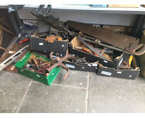 Old garage tools ( 6 boxes and a bag ) 