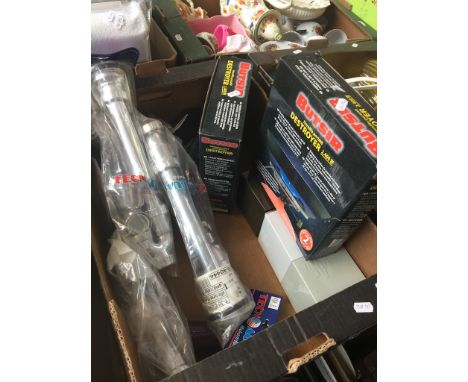 A box of misc including gas bottle adapters, sink pipe connectors, etc 