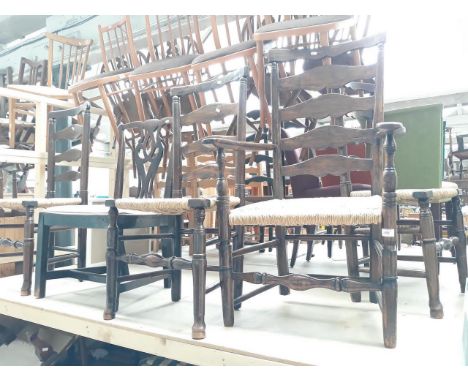 4 Ladder back chairs and a splat back chair 