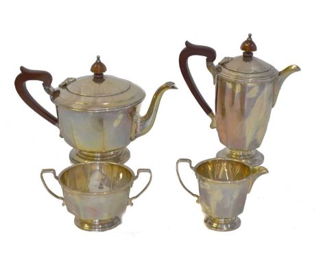 A George V silver four piece tea set. Adie Brothers, Birmingham, 1933-5, gross weight 25.79ozt.