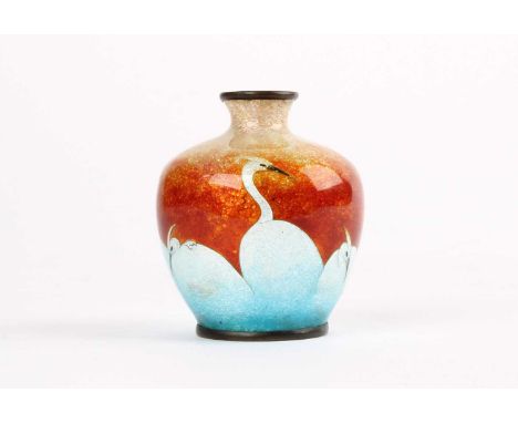 A Miniature Japanese Meiji Period Ginbari and Cloisonne Enamel Vase by Ota Jinnoei A Miniature Japanese Meiji Period Ginbari 