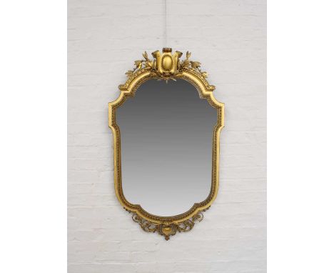 A Large 19th Century Gilt Gesso Wall Mirror A Large 19th Century Gilt Gesso Wall Mirror, French or designed in the French tas