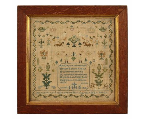 A George IV Sampler by Margaret Arnold A George IV Sampler by Margaret Arnold, dated May 14 1827, featuring a Bible verse (Nu