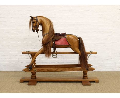 A Good Handmade Oak Rocking Horse by Stevenson Brothers of Bethersden A Good Handmade Oak Rocking Horse by Stevenson Brothers