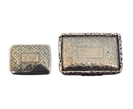 Two Georgian silver vinaigrettes. One Nathaniel Mills, Birmingham, the other Thomas &amp; William Simpson, Birmingham (grate 