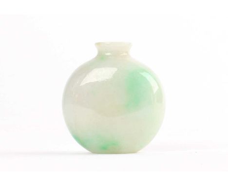 A Chinese Carved Celadon Jade Snuff Bottle A Chinese Carved Celadon Jade Snuff Bottle, late Qing, of rounded ovoid or "flask"