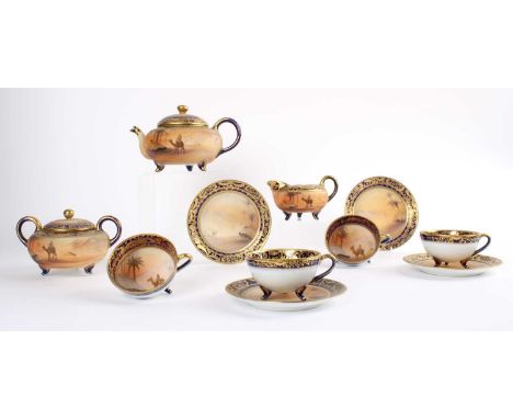 A Noritake "Arabian" or "Desert" Pattern Four-Setting Tea Service A Noritake "Arabian" or "Desert" Pattern Four-Setting Tea S