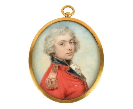 Attributed to Richard Cosway R.A. (British 1742-1821) An oval portrait miniature of a military officer  Unsigned, watercolour