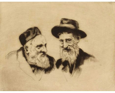 Continental School (20th century) A portrait of two gentlemen Indistinctly signed and dated '34 in pencil in the margin, etch