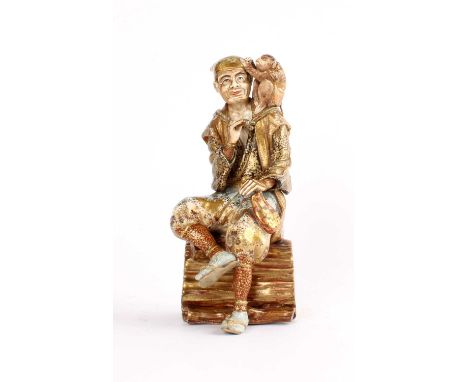 A Good Japanese Meiji Period Satsuma Figure of a Monkey Trainer by Kinkozan A Good Japanese Meiji Period Satsuma Figure of a 