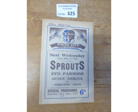 Speedway : Cardiff White City - Golden Sash programme 22/06/1929 - in fine cond