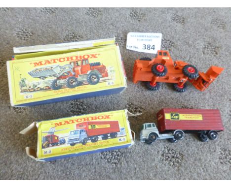 Diecast : Matchbox (2) M-2 Freight Truck, K3 Hatra Tractor, models fine boxes not great - M2 box poor