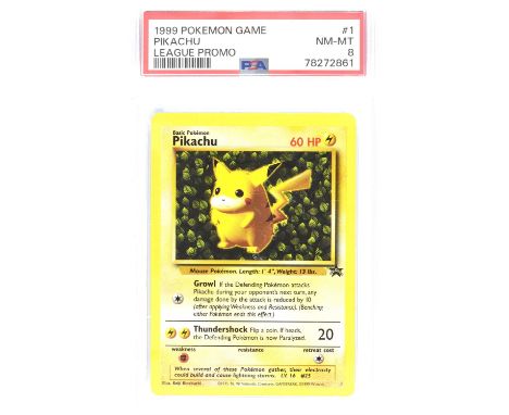 Pokemon TCG. Pikachu Number 1 Black Star Promo Pokemon League Non-Holo PSA 8.This item is from the collection of the former M