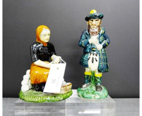 A Coll pottery, Isle of Lewis Fisher Wife figure, together with a Gleneagles Scotch Whisky decanter and stopper (2) 