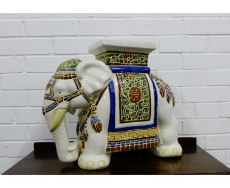A pottery veranda stool in the form of an elephant, 40cm high