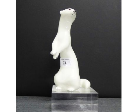 A Lomonsov porcelain model of a stoat, 19cm high