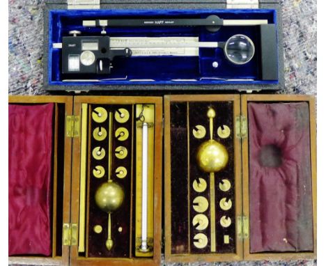 Two mahogany cased Sikes Hydrometers, together with a Haff of Germany cased draftsman set (3) 