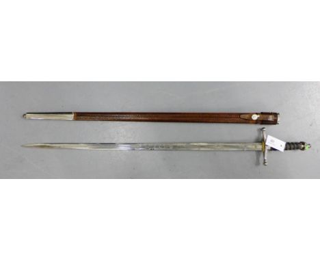 A Cavalry dress sword with chromed metal pommel and shagreen handle, the engraved blade stamped William Scully, Montreal, com