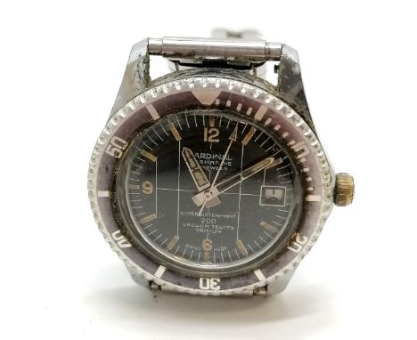 Vintage Cardinal submarine divers type wristwatch (38mm case) and has deterioration to dial &amp; case &amp; strap a/f ~ runn