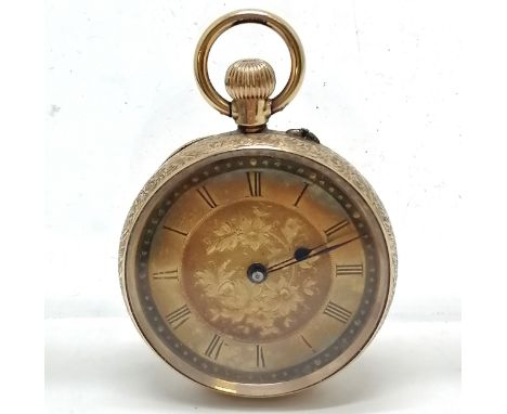 Antique 14ct gold outer cased pocket watch 34mm case &amp; 34g total weight - runs BUT WE CANNOT GUARANTEE THE TIMEKEEPING OR