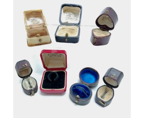 7 x antique ring boxes inc heart shaped 