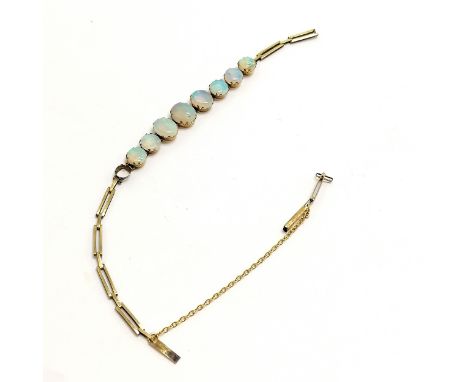 Antique opal stone set bracelet in unmarked gold mounts (a/f - missing 1 stone) - 3g total weight - SOLD ON BEHALF OF THE NEW