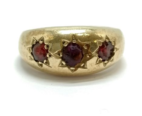 Antique 9ct hallmarked gold gypsy stone set ring - a/f &amp; total weight 6.1g 