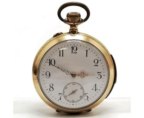 Antique gold plated repeater pocket watch with enamel dial (50mm case) &amp; repeat is running &amp; watch is running BUT WE 