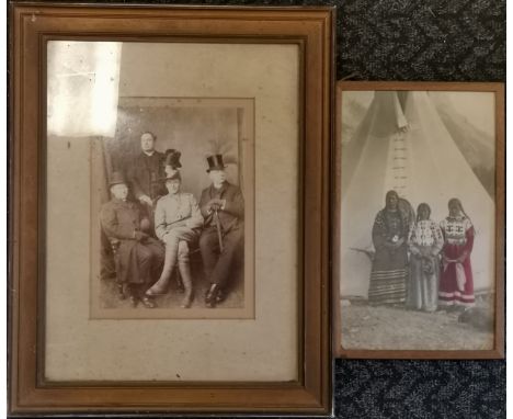 Antique framed photograph of a family portrait, 47 cm wide, 60 cm high, t/w framed photo of a North American family outside t