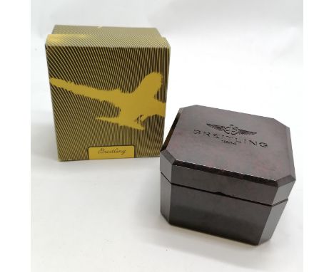 Breitling EMPTY bakelite watch box with outer card box ~ losses to interior of lid &amp; lacks watch cushion &amp; box has ob