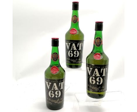 3 x VAT 69 scotch whisky unopened bottles (1 label a/f) 