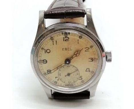 Ebel military marked stainless steel gents manual wind wristwatch (32mm case) marked A.T.P.48122 (&amp; crows foot) - obvious