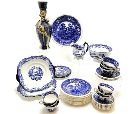 Qty of Spode Copeland tower dinnerware / teaware etc - signs of wear t/w Continental vase with dragon detail - 31cm &amp; a/f