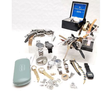 Qty of mostly quartz wristwatches inc Rotary, Guess etc - for spares / repairs - SOLD ON BEHALF OF THE NEW BREAST CANCER UNIT