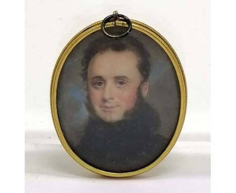 Antique Georgian portrait miniature of a gentleman with brooch / pendant mount - 5.5cm drop 