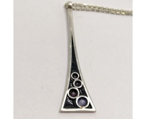 1978 silver enamel pendant (5.5cm) by Alastair Norman Grant on a silver 48cm chain ~ total weight 8.3g 